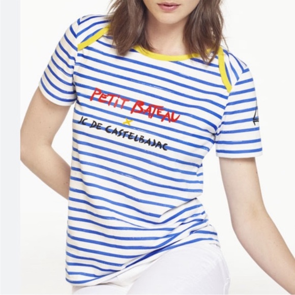 JC DE Castelbajac x Petit Bateau cotton striped t shirt top, size S - Picture 1 of 9